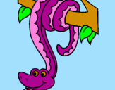 Coloring page Snake hanging from a tree painted bydani