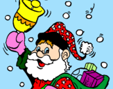 Coloring page Santa Claus and his bell painted byiria