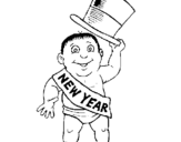 Coloring page Baby New Year painted byfer