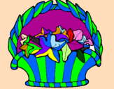Coloring page Basket of flowers 4 painted bycupcake