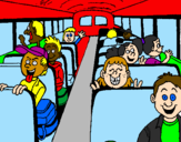 Coloring page School bus painted byoliver,archie,evie.