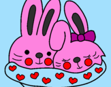 Coloring page Rabbits in love painted byanna