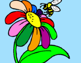 Coloring page Daisy with bee painted byCrystal Moreno