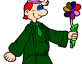 Coloring page Cheerful man with a flower painted bymaxi