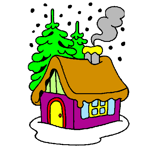 Coloring page House in snow painted byabigail
