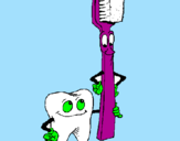 Coloring page Tooth and toothbrush painted byfamiy