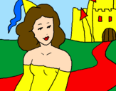 Coloring page Princess and castle painted byCaroline