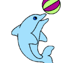 Coloring page Dolphin playing with a ball painted bypeace