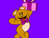 Coloring page Teddy bear with present painted bymariajulianap...