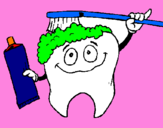 Coloring page Tooth cleaning itself painted byaaron