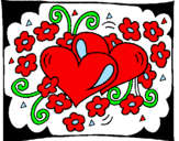 Coloring page Hearts and flowers painted bystephanie   cancel   roma