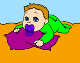 Coloring page Baby playing painted byalba