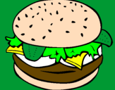Coloring page Hamburger with everything painted bybianey