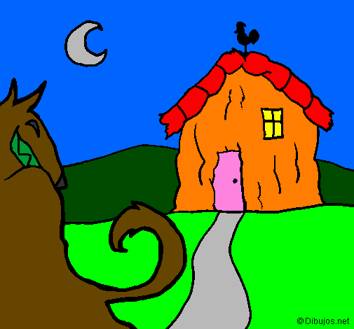 Coloring page Three little pigs 6 painted bymariana andreu