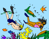 Coloring page Divers painted byWyatt