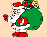 Coloring page Santa Claus with the sack of presents painted by NORA  CASTANEDA   