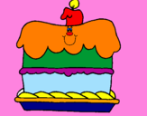 Coloring page Birthday cake painted byeugene