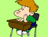 Coloring page Boy at desk painted byRose