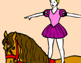 Coloring page Trapeze artist on a horse painted bylika