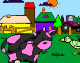 Coloring page Cow on the farm painted byCoco Aka Whitebull :o