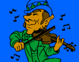 Coloring page Leprechaun playing the violin painted byindian