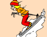 Coloring page Female skier painted byMarga