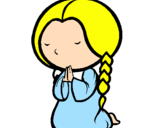 Coloring page Little girl praying painted byantoian