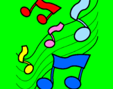 Coloring page Musical notes on the scale painted byMaria Juliana