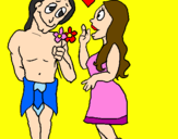 Coloring page Mayan youths in love painted bymemooo