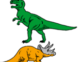 Coloring page Triceratops and Tyrannosaurus rex painted byvaleria