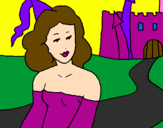Coloring page Princess and castle painted bylucy