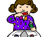 Coloring page Little girl brushing her teeth painted byPaloma