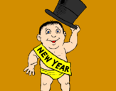 Coloring page Baby New Year painted bymichele
