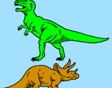 Coloring page Triceratops and Tyrannosaurus rex painted bydavid