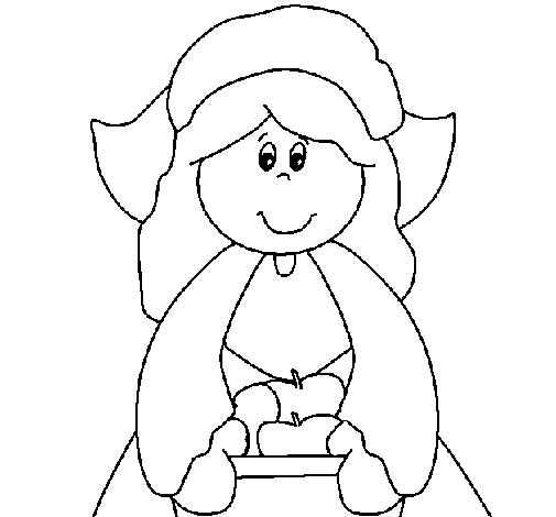 Coloring page Pilgrim girl painted byju