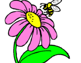 Coloring page Daisy with bee painted byAimee