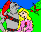 Coloring page Saint George and Princess painted bypeter
