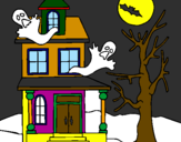 Coloring page Ghost house painted bygsselle