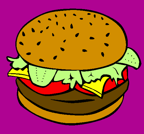 Coloring page Hamburger with everything painted byQueen