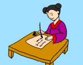 Coloring page Chinese calligraphy painted bymavi