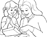 Coloring page Mother and daughter painted byyuan