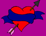 Coloring page Heart, arrow and ribbon painted byhannah