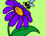 Coloring page Daisy with bee painted byCandie