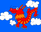 Coloring page Chinese dragon painted bydarielys