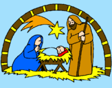 Coloring page Christmas nativity painted byevie
