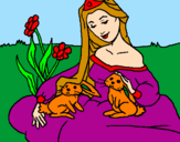 Coloring page Princess of the forest painted bychico