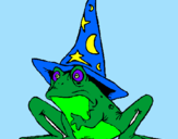 Coloring page Magician turned into a frog painted bysara