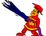 Coloring page Firefighter with fire hose painted byZOOZOOZOOZ00ZOOZOO