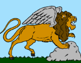 Coloring page Winged lion painted byandrea99