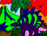 Coloring page Family of Tuojiangosaurus painted byLEVI